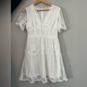 Elegant White Lace Dress